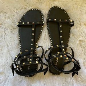 Fashion Nova Black and silver sandals
